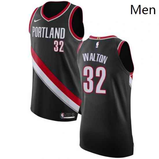 Mens Nike Portland Trail Blazers 32 Bill Walton Authentic Black Road NBA Jersey Icon Edition